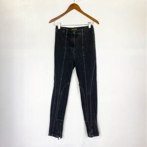 Loewe Carrera De San Geronimo Denim Jeans Ankle Zip Stretchy High Waisted Dark